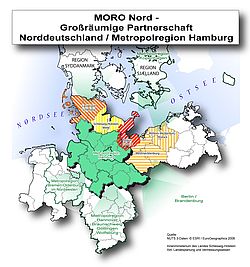MORO Nord Landkarte (Großräumige Partnerschaft Norddeutschland)